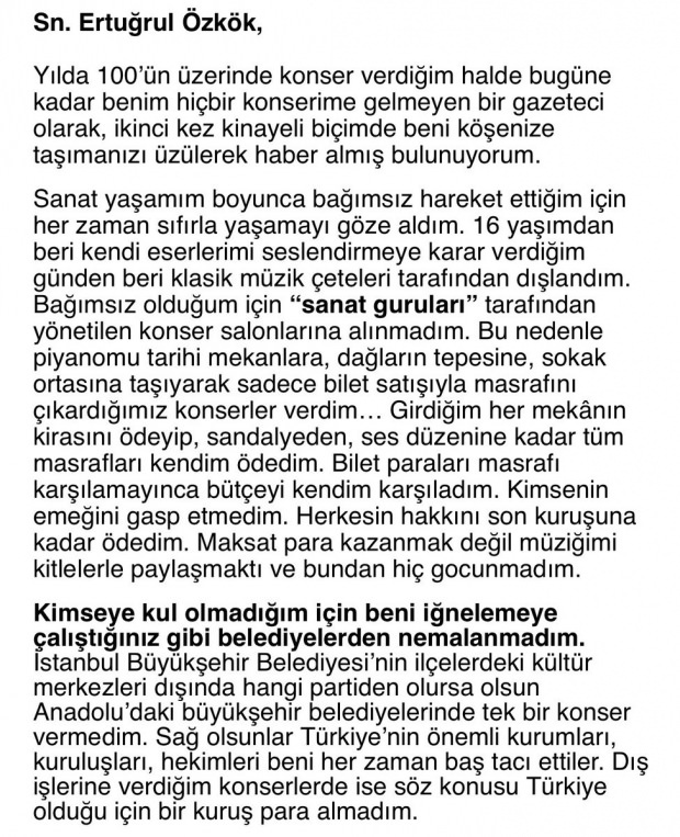 ¡La respuesta del famoso pianista Tuluyhan Uğurlu a Ertuğrul Özkök como una bofetada!
