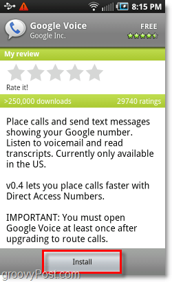 Mobile Android Market Instalar Google Voice