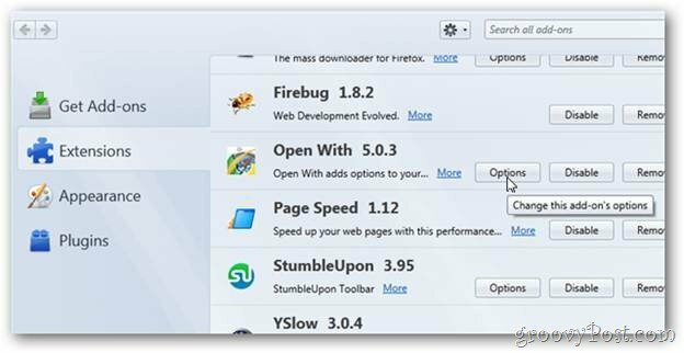 Revisión de extensión abierta con Firefox