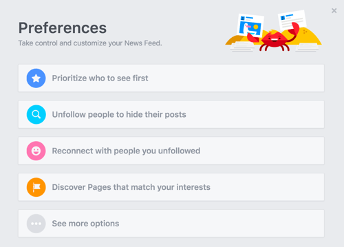 personalizar las preferencias del feed de noticias de Facebook
