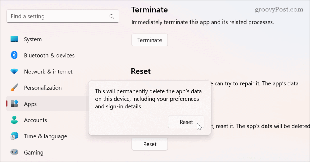 Restablecer la aplicación de configuración en Windows 11