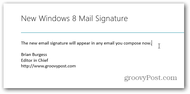Cambiar la firma predeterminada en Windows 8 Mail