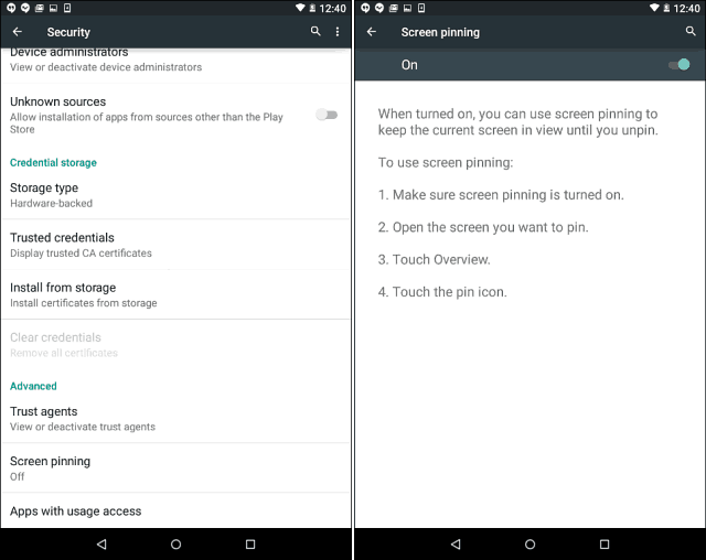 Bloquee Android 5.0 Lollipop en una sola aplicación con fijación de pantalla