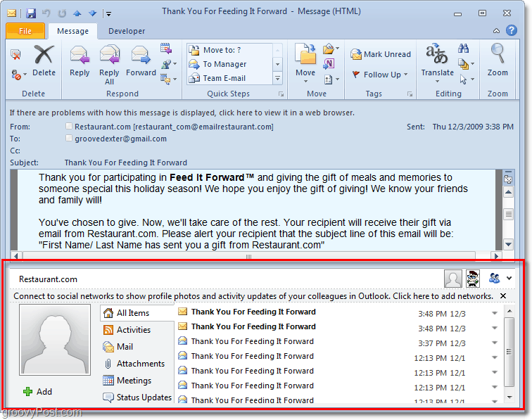el panel de personas es molesto y ocupa la mitad de su pantalla en Outlook 2010