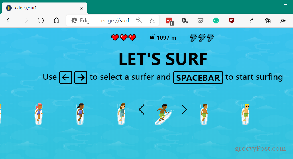 barra de direcciones de edge surf
