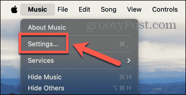 configuración de música de Apple mac