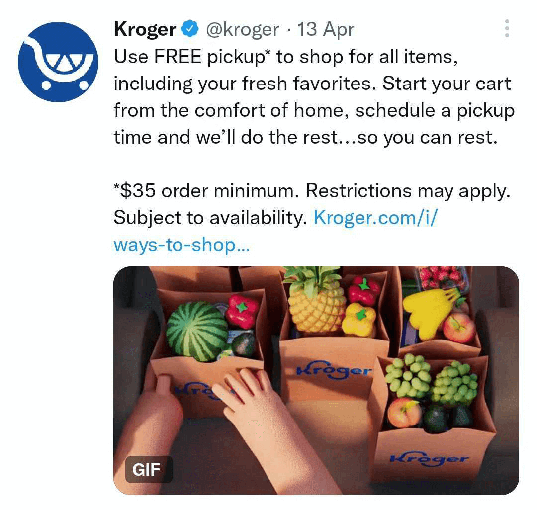 imagen del tuit de Kroger con GIF