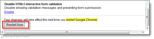 reiniciar Chrome para guardar los cambios