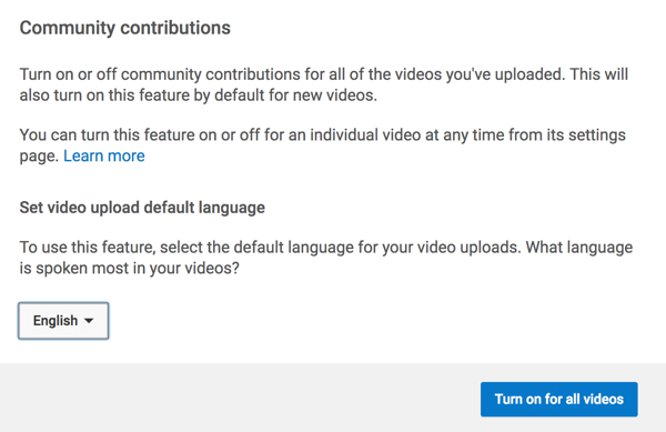 Active la función que permite que la comunidad de YouTube le traduzca subtítulos.