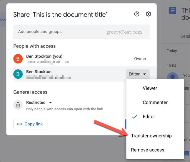 Transferir la propiedad de un archivo en Google Drive