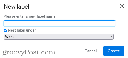 Crea una etiqueta anidada en Gmail