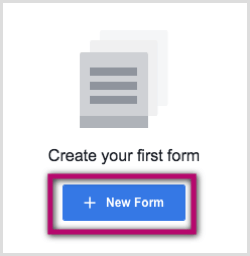 Botón Nuevo formulario para el anuncio principal de Facebook