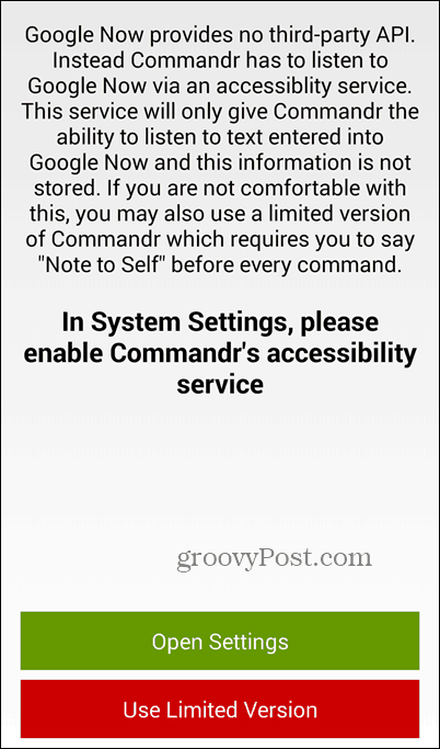 Use Google Now y Commandr para activar y desactivar las funciones