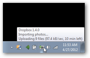 barra de estado de carga de cámara de Dropbox