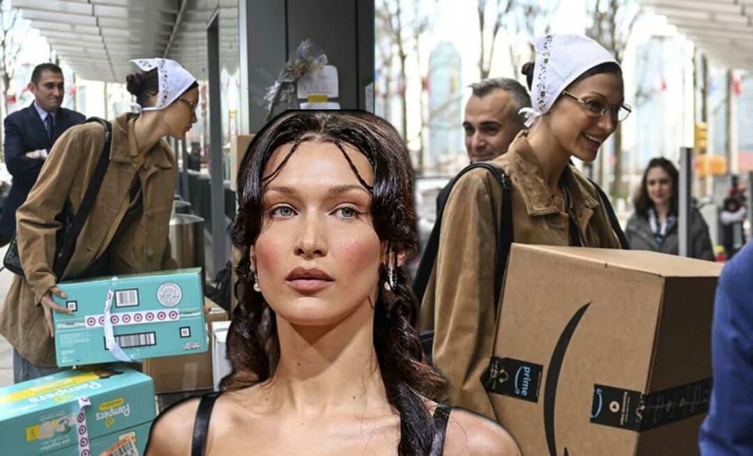 ¡Apreciado movimiento de la mundialmente famosa modelo Bella Hadid! Ayuda a Turkevi con cajas en sus manos.