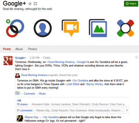 Páginas de Google+: Google+