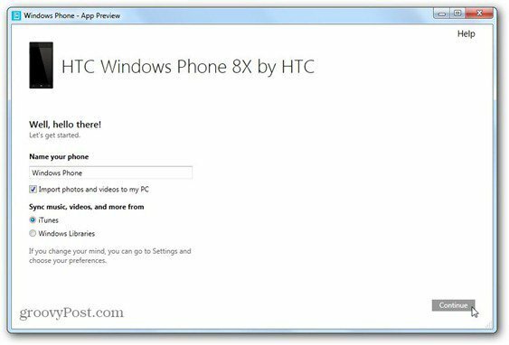 Windows Phone 8 aplicación Windows Phone para escritorio nombre de pantalla teléfono decidir qué sincronizar
