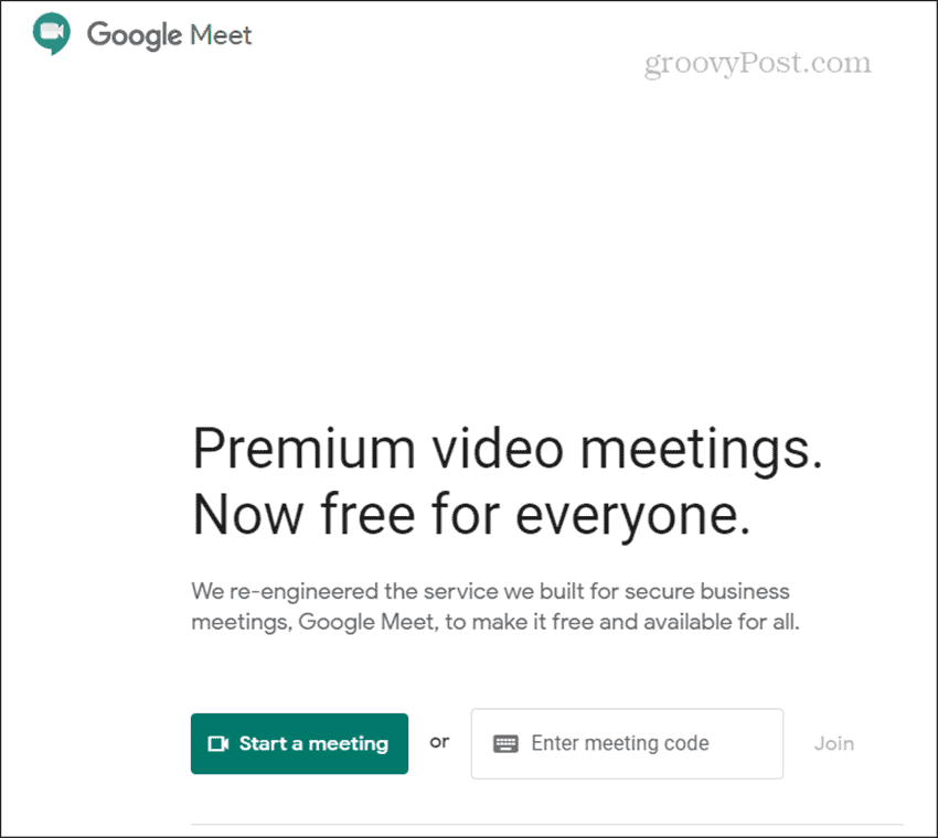 Inicio de Google Meet