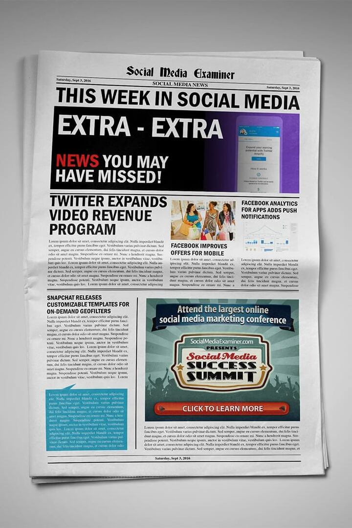 Twitter abre anuncios de video pre-roll y distribución de ingresos de video y otras noticias de redes sociales para el 3 de septiembre de 2016.