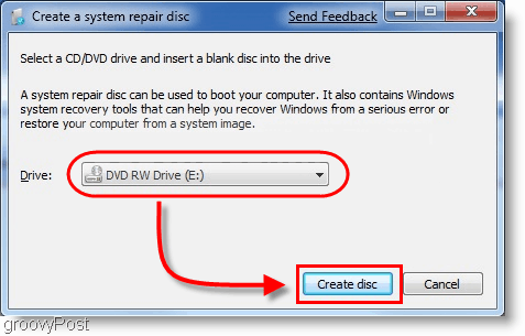Windows 7: cree un disco de reparación del sistema