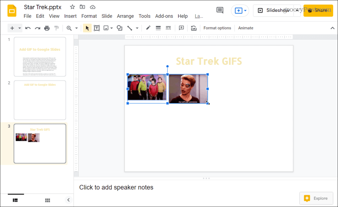 GIFS insertados en la presentación de Google Slides