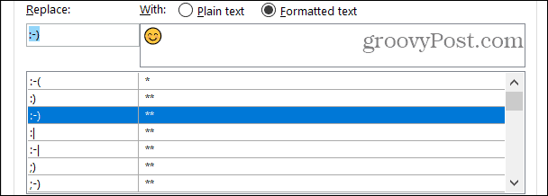 Reemplazos de texto formateado en Word en Windows