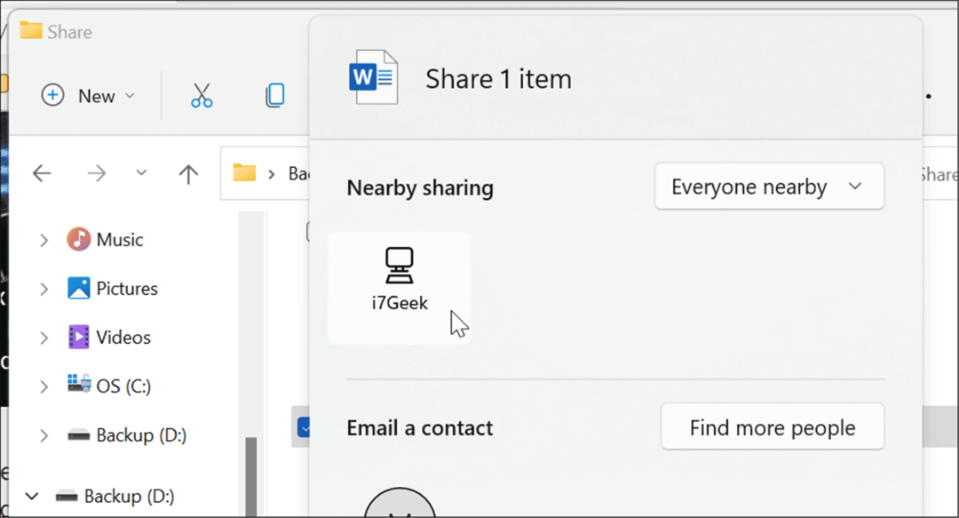 usar el uso compartido cercano en Windows 11