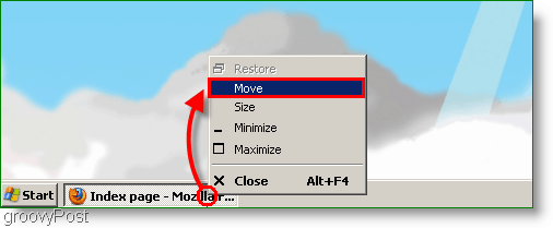 Captura de pantalla de Windows XP - Mover ventana
