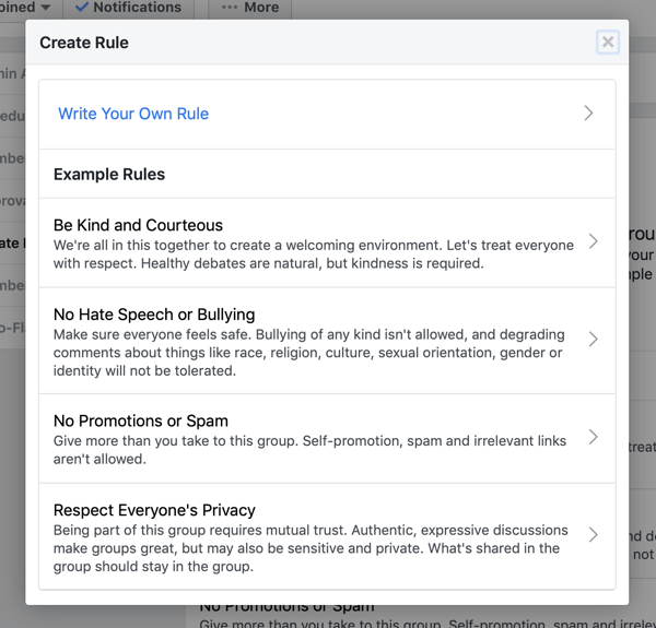 Cómo usar las funciones de Grupos de Facebook, cómo crear una regla de grupo