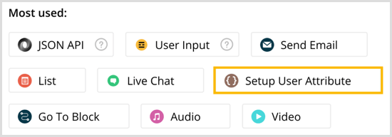 Seleccione Configurar atributo de usuario en Chatfuel.