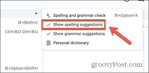 Google Docs muestra sugerencias de ortografía.
