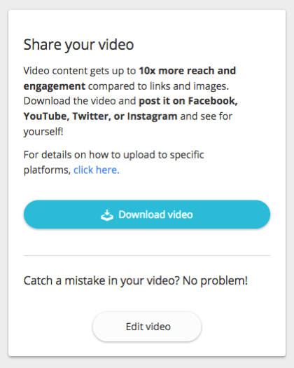 Puede descargar su video y compartirlo en su sitio web y canales de redes sociales.