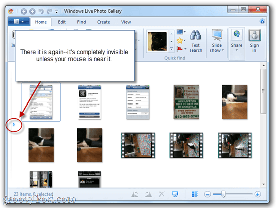 Ocultar / Mostrar el panel de navegación de Windows Live Photo Gallery