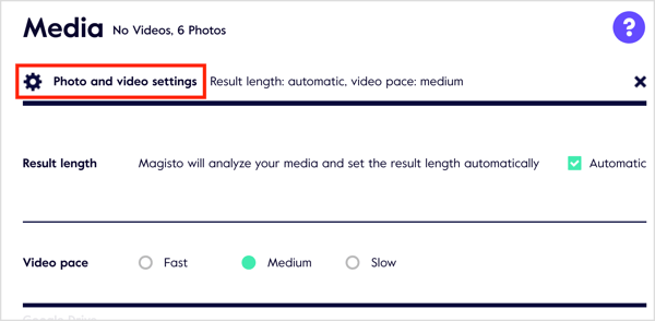Haga clic en el enlace Configuración de foto y video para personalizar la configuración.