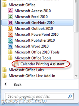 Asistente de impresión de calendario Outlook 2010