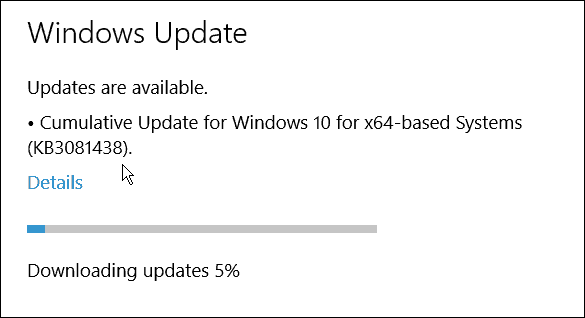 Tercera actualización acumulativa de Microsoft para Windows 10 (KB3081438)