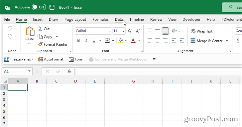 menú de datos de Excel