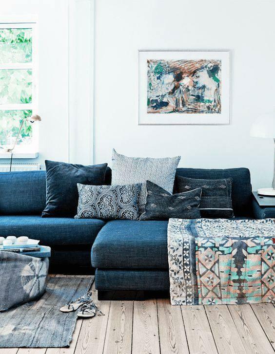 Conjuntos de sofás color índigo 