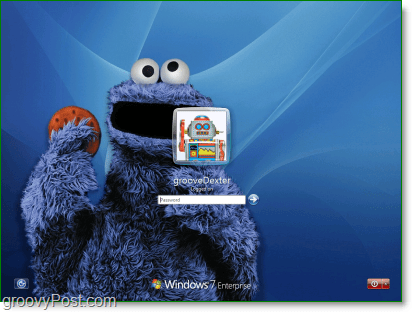 Windows 7 con mi fondo favorito de Cookie Monster de la calle sésamo
