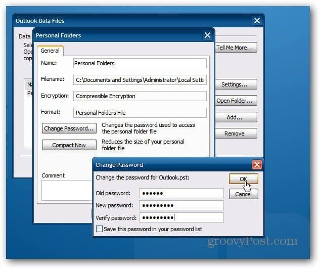 Cómo proteger con contraseña un archivo PST de Outlook