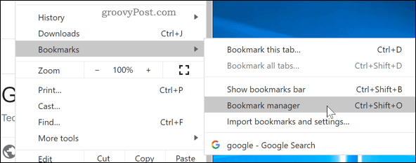 Acceder al Administrador de marcadores en Chrome