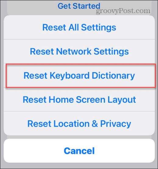 Restablecer el teclado en iPhone