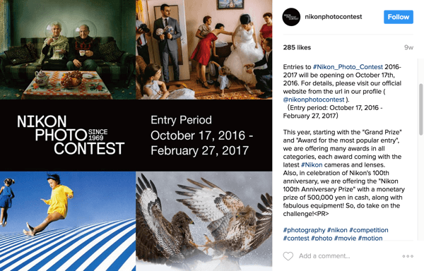 Los usuarios de Instagram etiquetan sus imágenes con el hashtag de la campaña para participar en el Nikon Photo Contest.