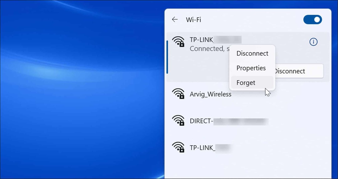 olvida la red wi-fi en windows 11