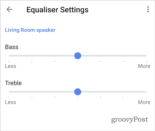 Ecualizador de sonido Google Home establecido