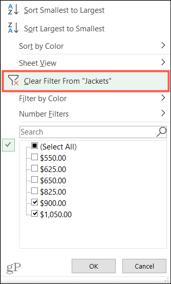 Borrar filtros en Excel