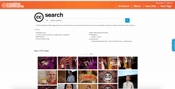 Creative Commons está probando una nueva función de búsqueda CC.