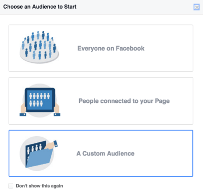 elegir audiencia personalizada de facebook