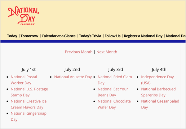 El calendario de días nacionales es un recurso para los días festivos de nichos aleatorios que se alinean con sus objetivos de marketing.