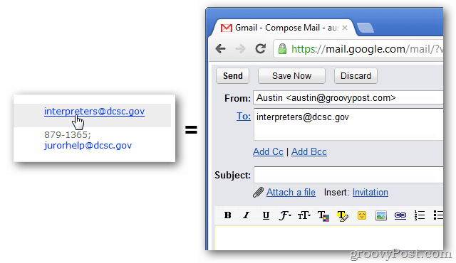 Haga clic en los enlaces de correo electrónico y redacte automáticamente un nuevo mensaje en Gmail